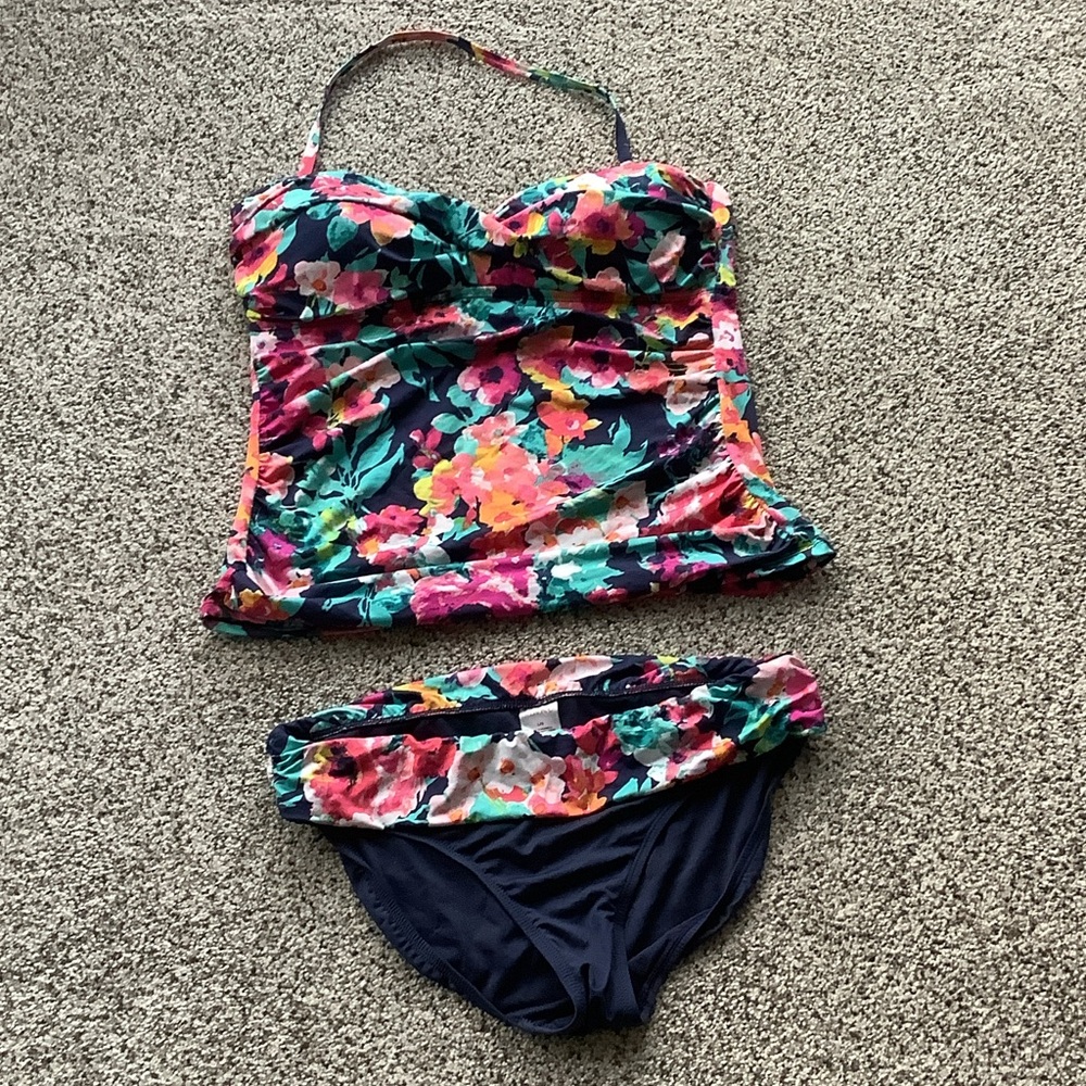 Floral Navy Tankini Swim Set - Women's Two-Piece